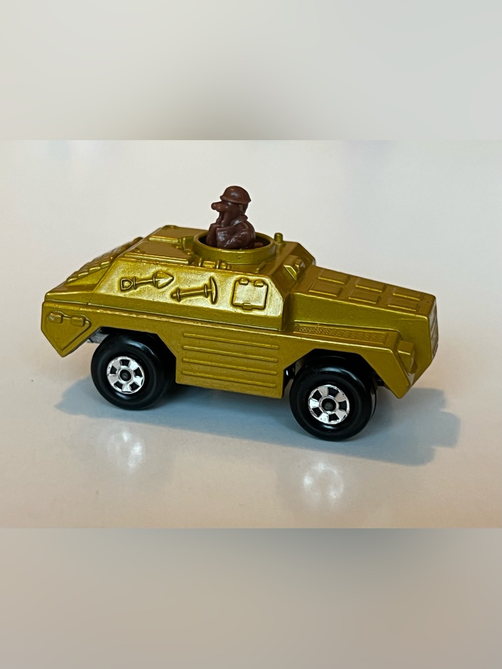 Vintage Matchbox Rolamatics 1973 No. 28 Stoat Military Tank Gold Lesney England